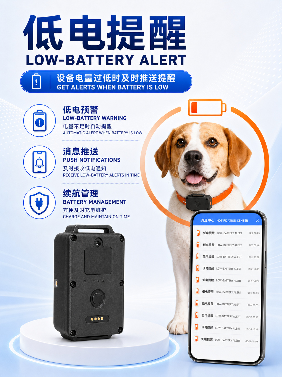 International GPS Dog Tracker 4G Multi-Band Anti-Loss Pet Collar Google Waterproof Sound and Light Pet Finder Multi-Language