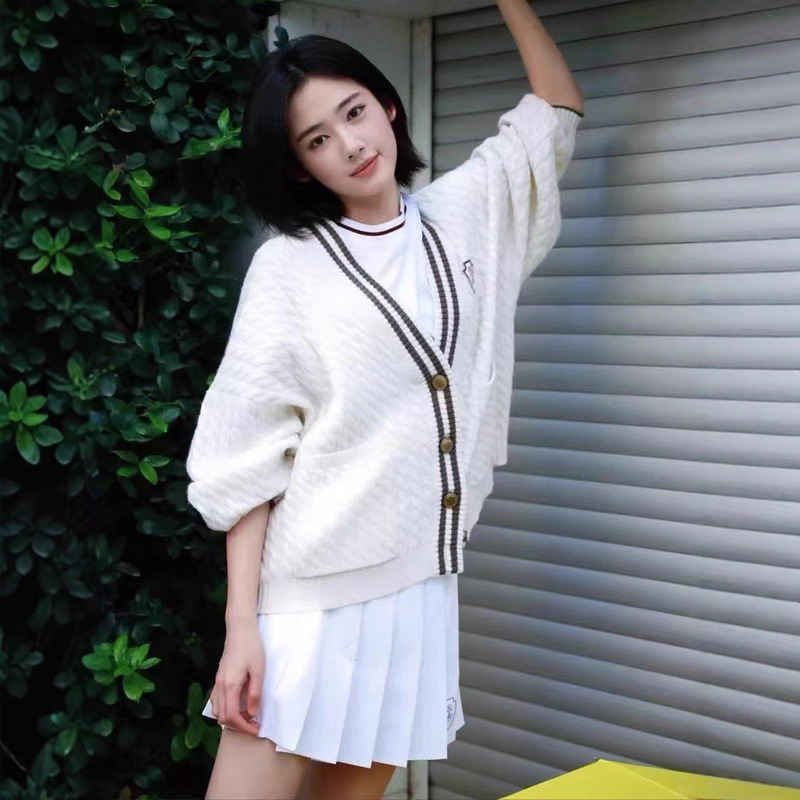 2025 Early Autumn New College Style Tennis Cable Long-Sleeved Cashmere Knitted Cardigan