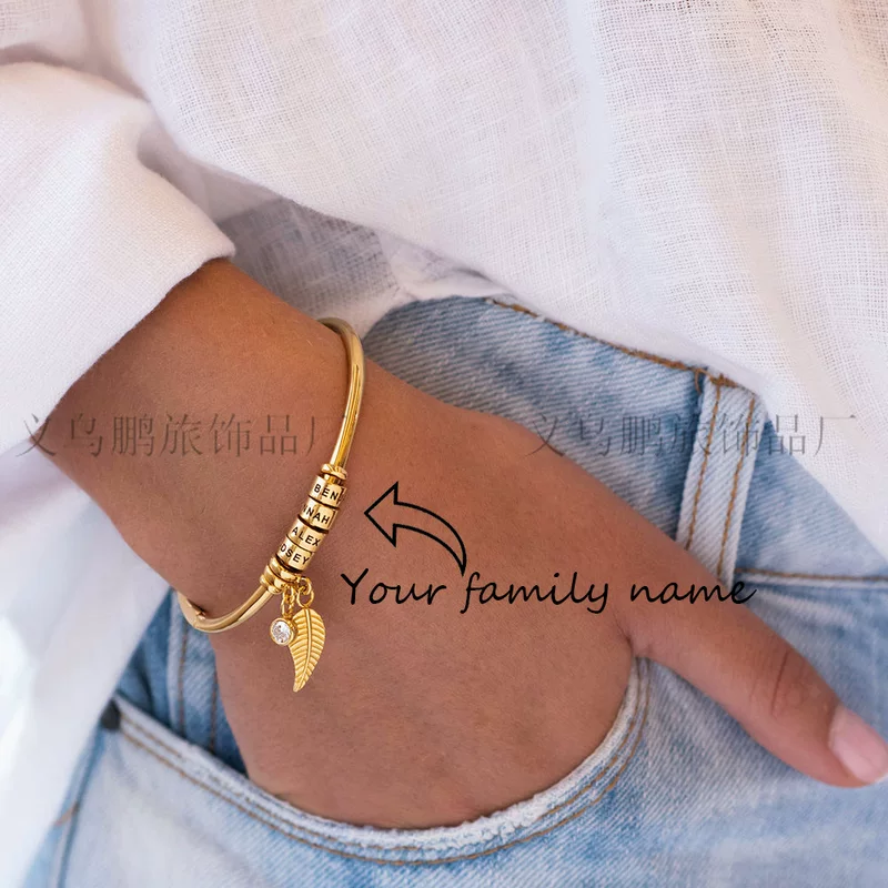 Кросс-граница горячий продаж браслет для ЖЕНЩИН carved family name браслет из нержавеющей стали подарок