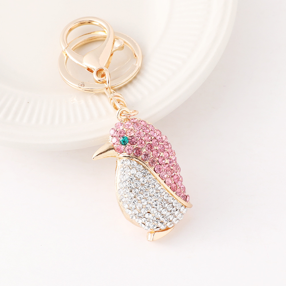 Cartoon Cute Diamond-Studded Penguin Car Keychain 3D Ocean Series Bag Accessory Pendant Small Gift Wholesale_voghion.com