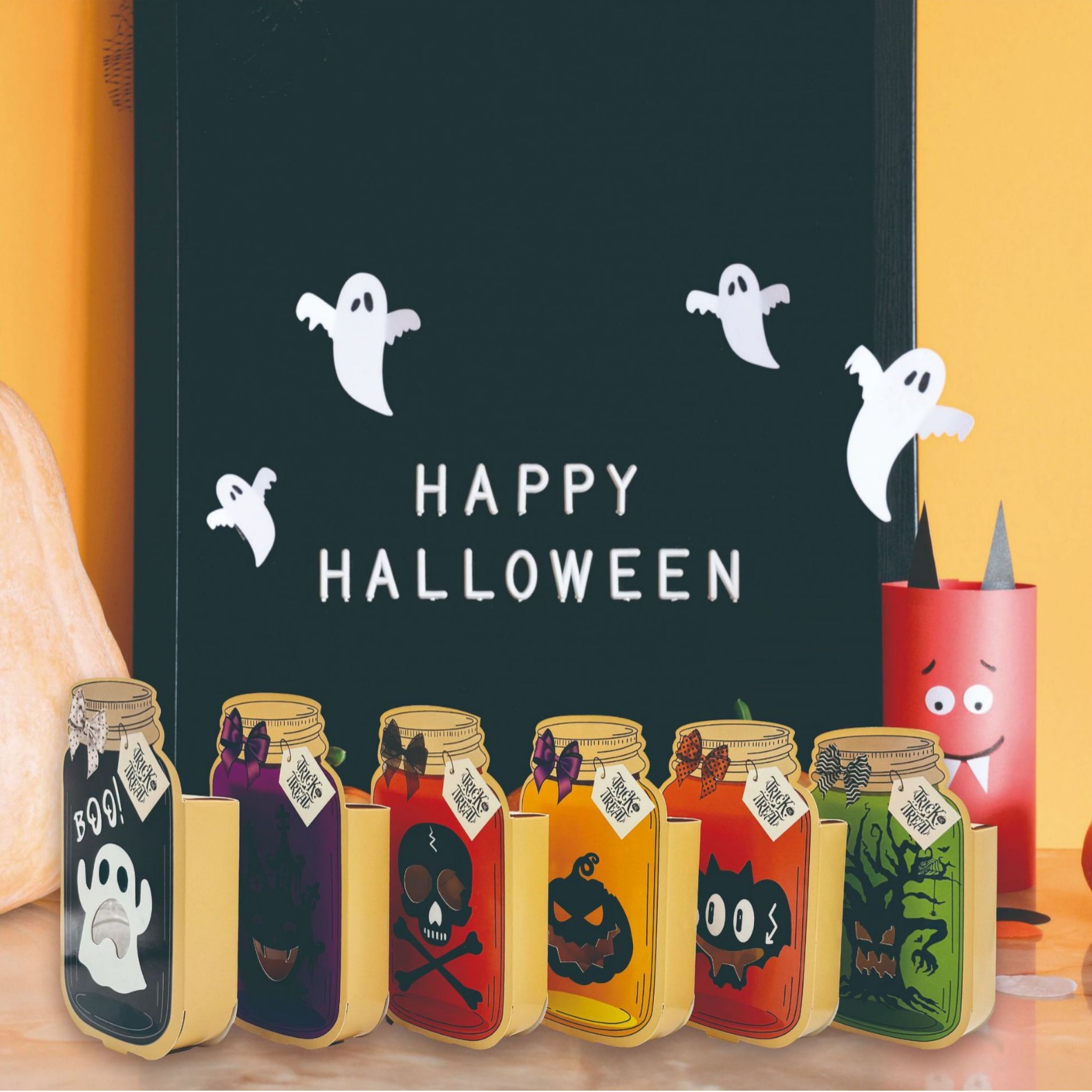 跨境爆款万圣节梅森罐礼盒 不给糖就捣蛋 贺卡糖果盒来袭