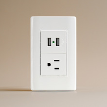 南美118B系列PC面板美式3孔加t双type-A墙壁USB插座16A 110~250V