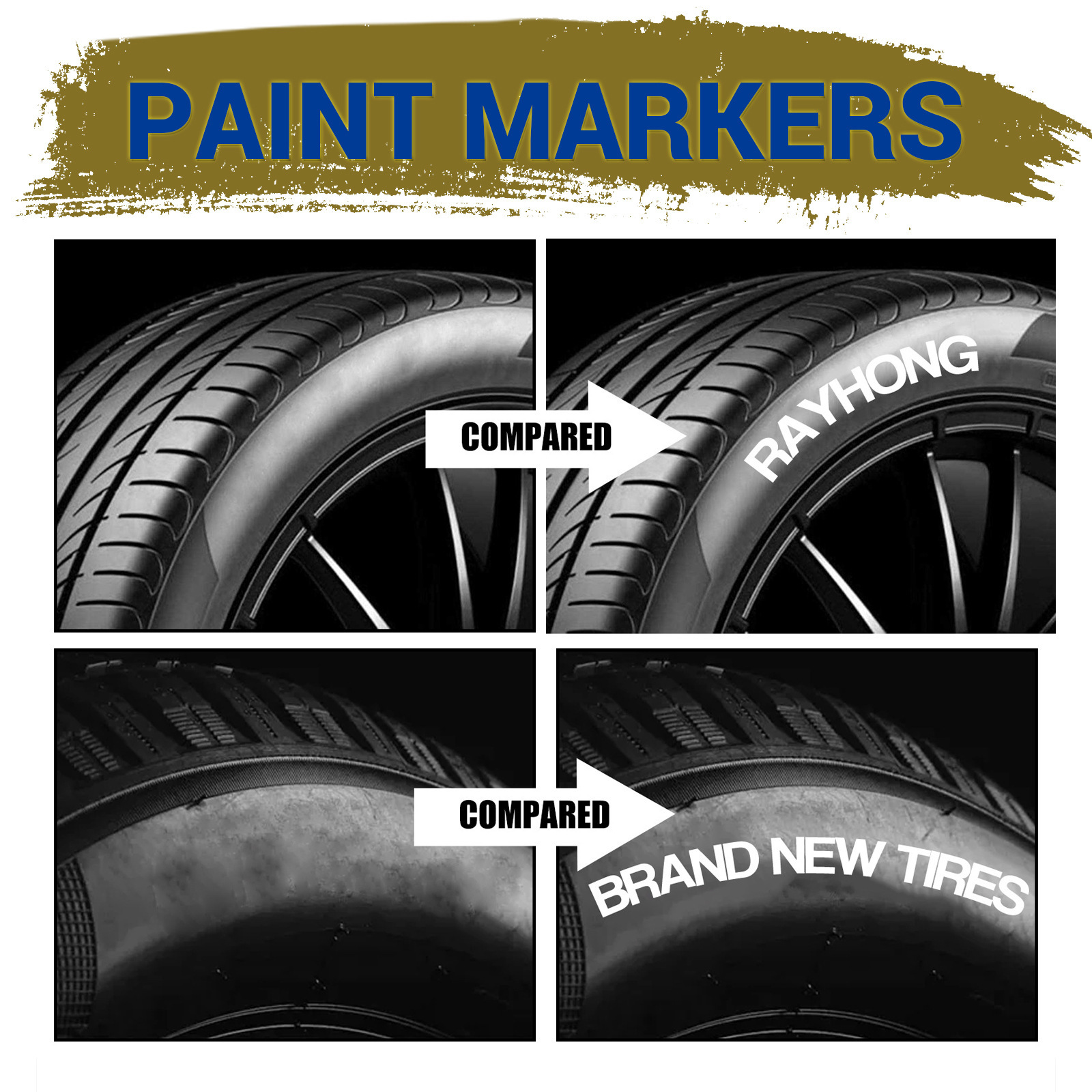 Rayhong Car Tire Marker Car Compact Portable Waterproof Quick-Drying Painting Marker Pen Graffiti Pen