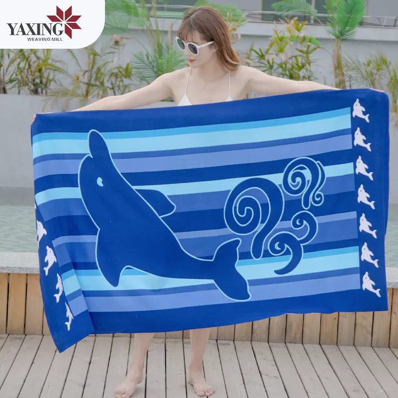 超细纤维沙滩巾吸水速干大毛巾外贸活性印花游泳百变大人浴巾批发