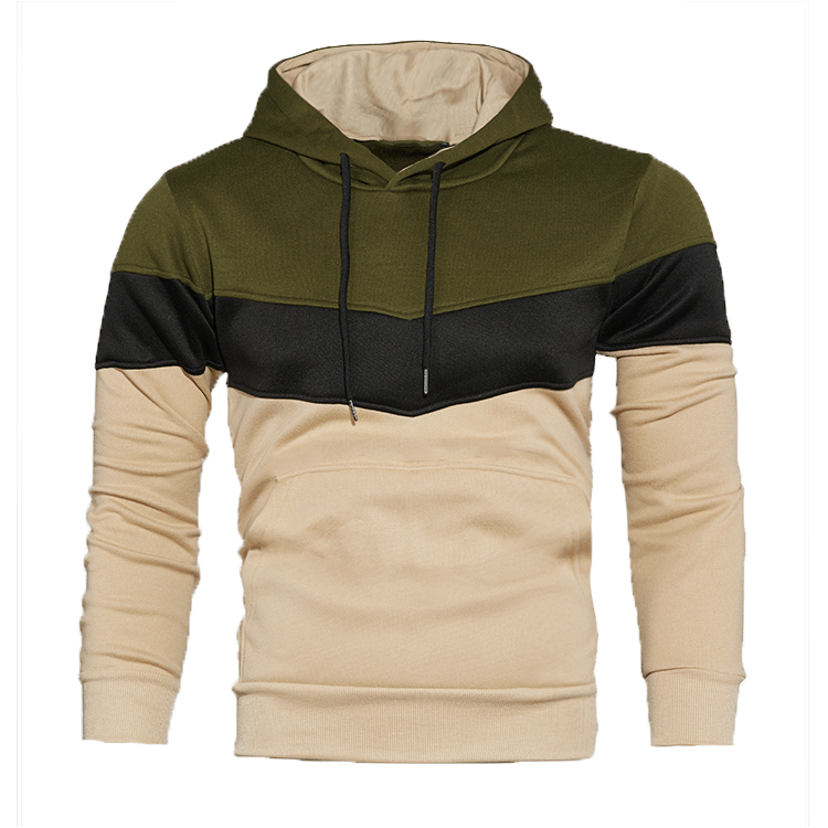Men's Clothing Autumn and winter blue street casual sports sweatshirt loose side seam pocket block color youth hoodie_senzul.com