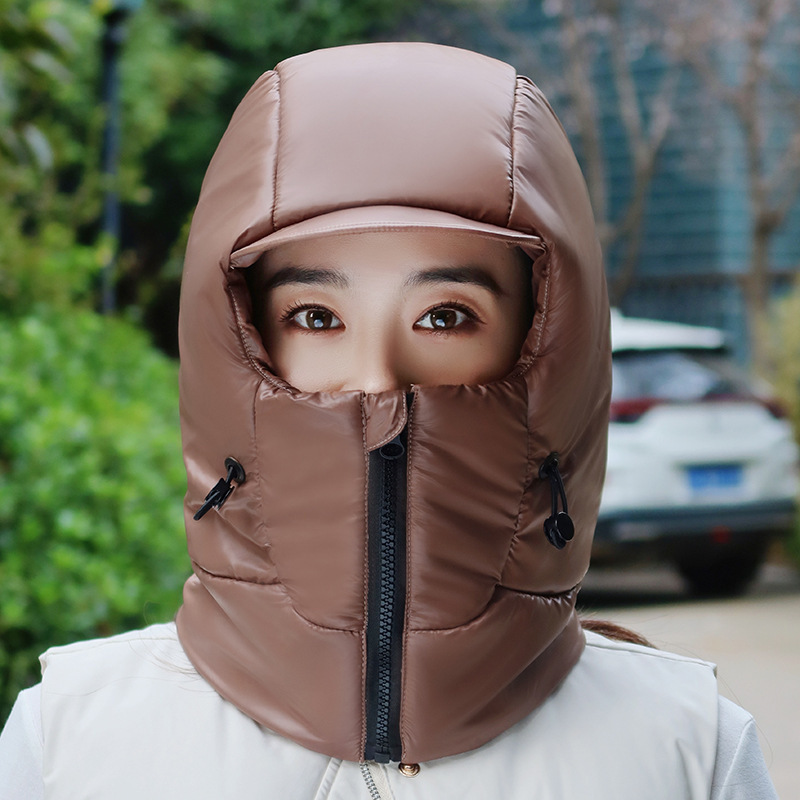 冬季保暖帽女骑车电动车护脸护耳围脖一体加厚雷锋帽户外防寒神器|undefined