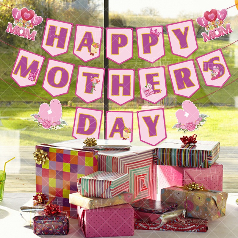 Europa y los Estados Unidos nueva decoración del Día de la Madre bandera de dibujo decoración de cumpleaños de la madre bandera de dibujo de fondo