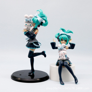 Hatsune Miku Figure Cinnamon Dog Hatsune Sitting and Standing Two-Dimensional Anime Girl Model Scenery Ornaments