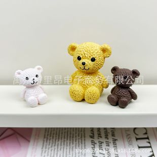 Micro landscape sitting style bear desktop accessories succulent bonsai decoration mobile phone case cream glue DIY material