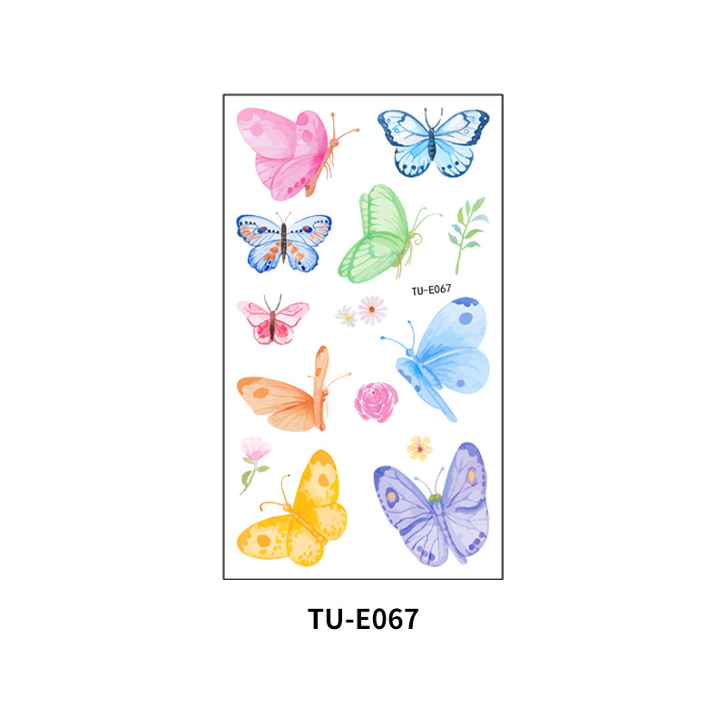 Pegatinas de tatuaje al por mayor nuevas pegatinas de tatuaje de mariposa sudor impermeable niños acuarela color de dibujos animados pegatinas de tatuaje temporal