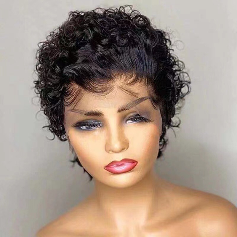 Aliexpress New European and American Wig Women's Lace Front Wig Wig African Small Curly Hair Chemical Fiber Headgear in Stock