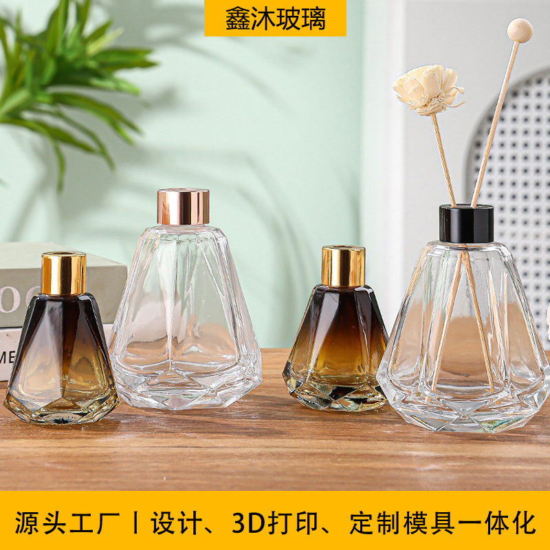 厂家批发玻璃香薰瓶茶色车载扩香挥发瓶无火藤条香氛