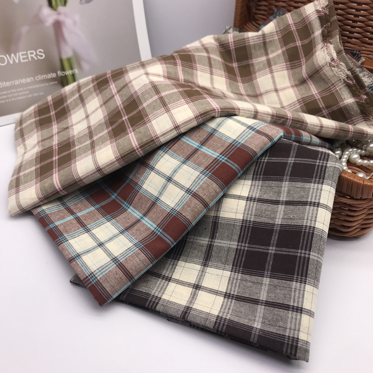 复古春夏平纹色织格子 连衣裙防晒衬衫面料现货 桌布内衬时装面料