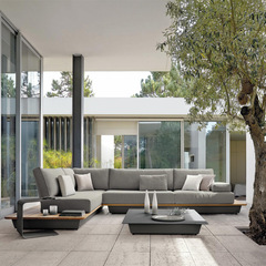 Nordic outdoor teak sofa waterproof sunshade coffee table living room courtyard garden villa hotel terrace leisure furniture