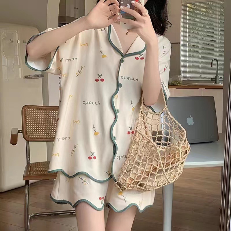Pijamas para mujer, verano 2025, nuevo estilo, pantalones cortos de manga corta, talla grande, lindos, florales, conjunto para estar en casa image 20