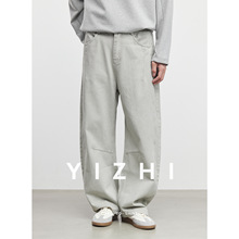 亦止『浅境』弯刀休闲裤男士春秋季2025新款宽松直筒纯棉阔腿裤子