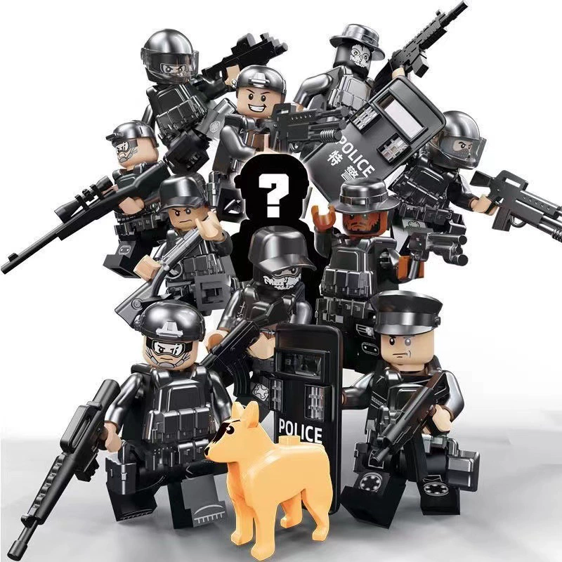 Minifigure blind bag (Lego compatible), traffic police & SWAT collectible, single figure or mini‑set