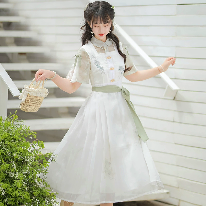 Оригинальный дизайн новый Qingyi Hanfu женский китайский элемент улучшенная рубашка платье набор 8618