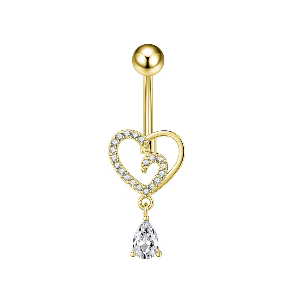 Cross-Border E-Commerce New Heart-Shaped Navel Nail Cross Pink Navel Ring Water Drop Pendant Belly Ring Body Piercing detail image 9
