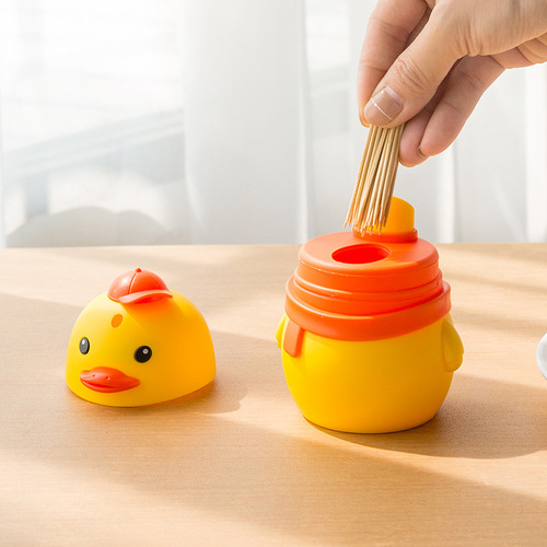 Creative home living room duck toothpick box cute cartoon toothpick tube automatic push-type toothpick storage bottle toothpick