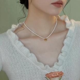 French Style Natural Small Pearl Choker Necklace Dress Clavicle Chain Light Luxury Niche Women's Neck Chain Scar Block Women's Collar