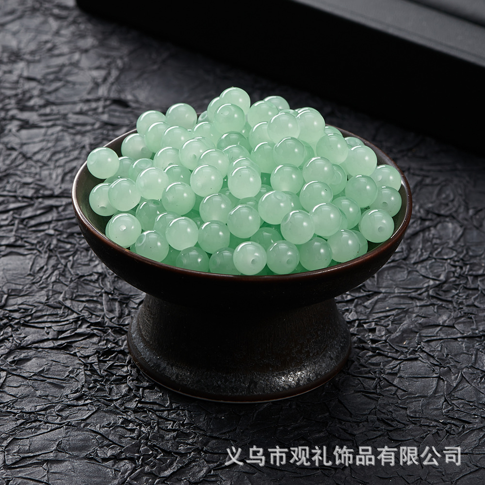 Primavera y verano imitación de cristal imitación de jade natural de 8mm de color sólido perlas de vidrio perlas diy accesorios de pulsera perlas sueltas