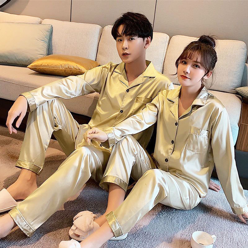 S 샴페인 더블 롱 아이스 실크 커플 가디건