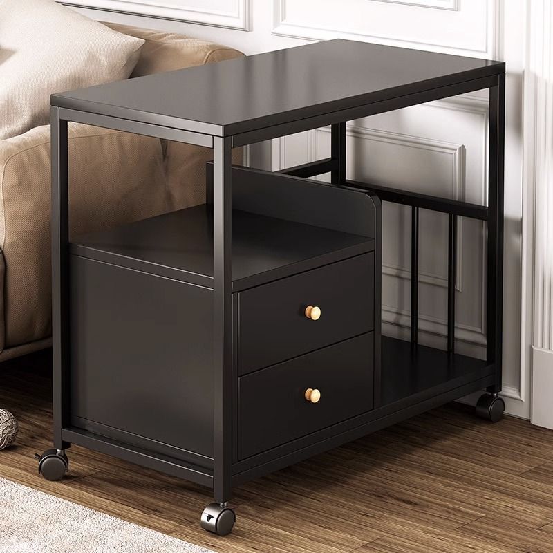 Side Table, Living Room Bedside Table, Mobile Side Cabinet with Wheels, Small Tea Table, Water Cabinet, Sofa Side Balcony Small Table, Small Coffee Table