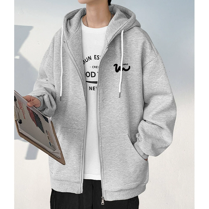 Флисовая демисезонная толстовка, шапка с капюшоном, куртка на молнии, oversize, американский стиль