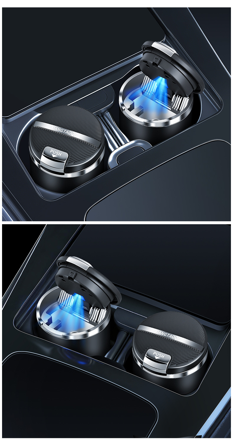 Car Ashtray, High-End, Atmospheric and High-End Ashtray, High-Looking, Large-Capacity Ashtray, One-Click Opening of the Lid