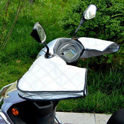 Motorcycle Handle Cover | Wholesale - one-size-four-seasons-silver-white-pu-leather