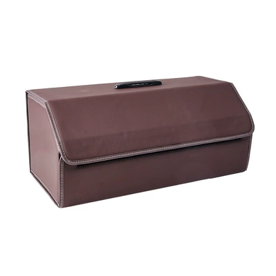 LOGO leather storage box – Car storage bag/box - brown-top-handle-extra-large