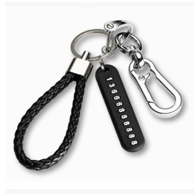 Car keychain 8-character key tag anti-lost phone number plate woven rope pendant, stylish simple creative gift for men and women