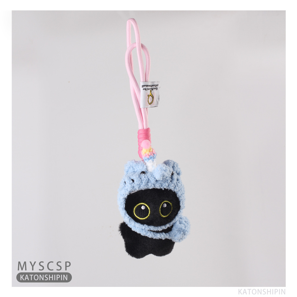 Nueva cabeza de cerdo, ojos grandes, gato negro, bolsas de peluche, colgantes, muñecas lindas, colgantes exquisitos, llaveros de automóviles