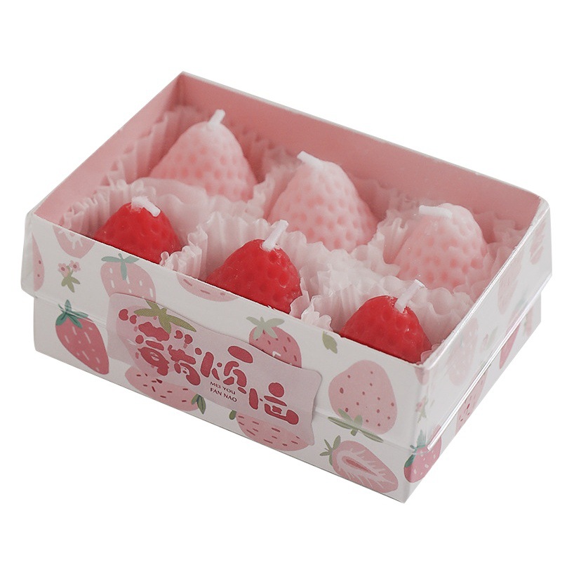 Vela aromática con aroma a fresa, recuerdo, venta al por mayor, caja de regalo, regalo creativo de cumpleaños, fragancia artesanal con forma especial