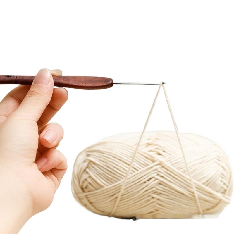 Shanghai ganchillo sangre madera de sándalo mango de aguja estándar manual I micro gancho lana suéter antideslizante herramienta de tejido