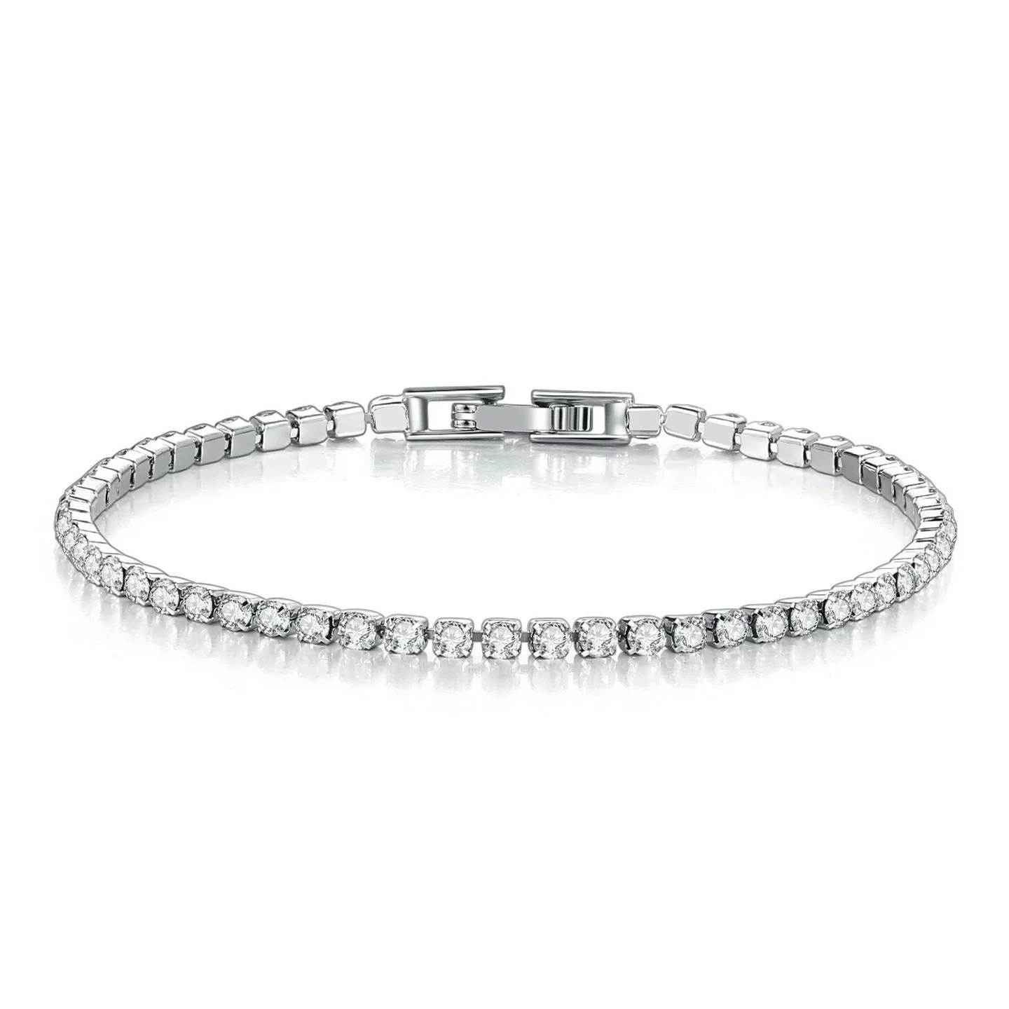 Браслет tennis Chengyuan Jewelry, циркон 2,5 мм, медь с гальваническим покрытием, 14–19 см