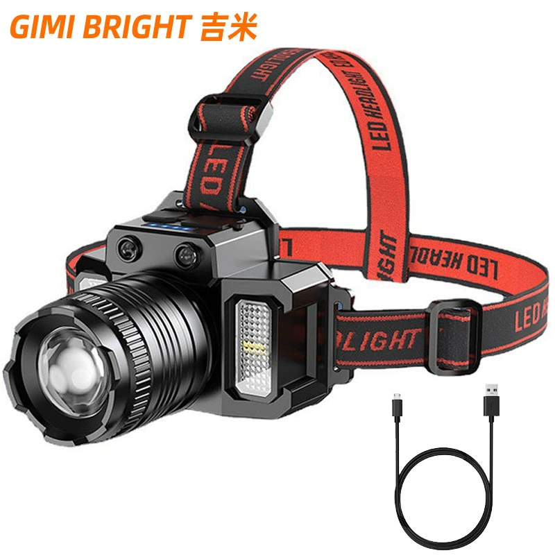 Сильный свет дальнего света фары трансграничные новые телескопические зум индукционные фары COB предупреждающие боковые огни для наружной рыбалки