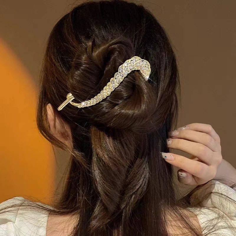 Style Simple Couleur Unie Alliage Placage Incruster Strass Pince À Cheveux display picture 1
