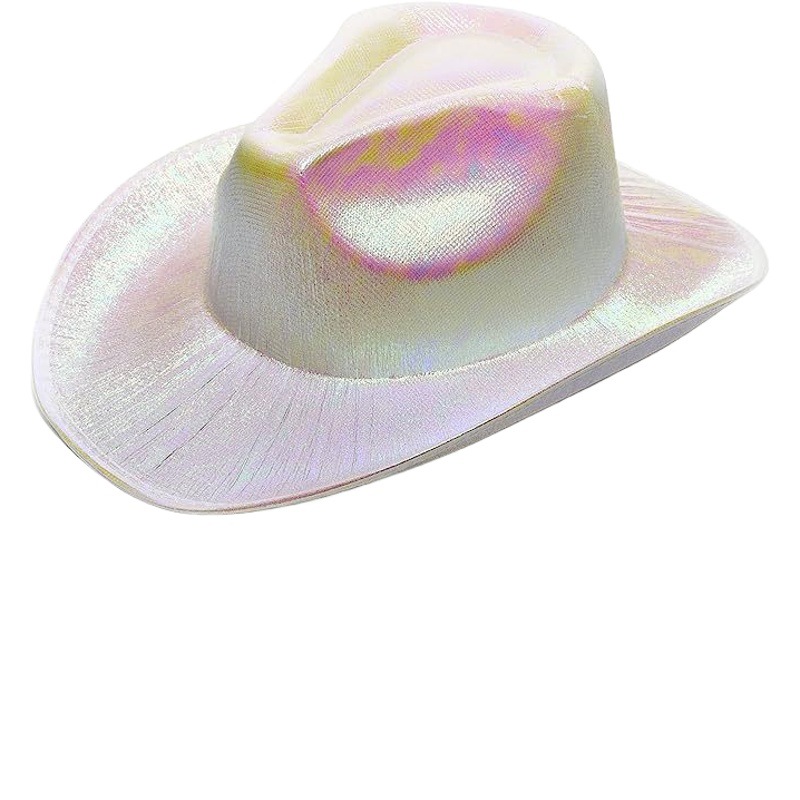 Neon Flash espacio sombrero de vaquero-diversión metal holográfico fiesta discoteca sombrero de vaquera
