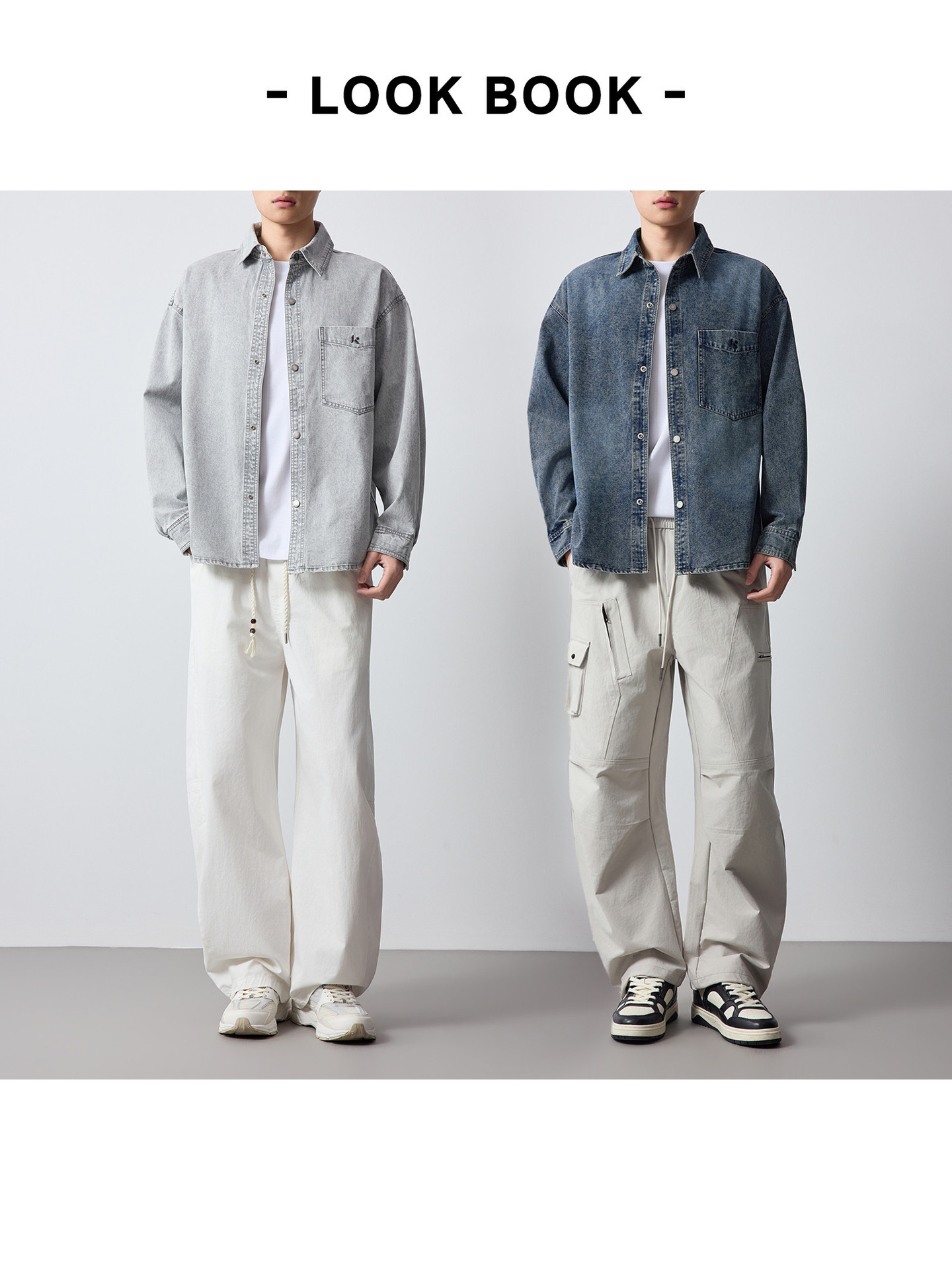 Áo khoác denim nam phong cách Mỹ, thêu họa tiết, kiểu dáng cổ điển — màu xanh nhạt