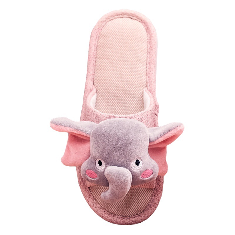 La primavera y el otoño de coser zapatos de tamaño libre de dibujos animados lindo adultos zapatillas de punta rosa pareja zapatillas de lino en stock al por mayor