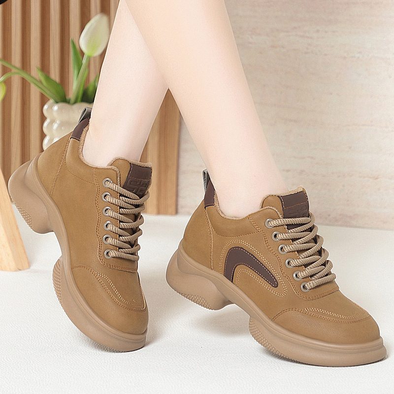 Winter New Style Soft Leather Comfortable Lace-Up Leather Boots, Thin Velvet Warm Soft-Soled Mom Shoes, Solid Color, Non-Tiring Women's Shoes Winter New Style Soft Leather Comfortable Lace-Up Leather Boots, Thin Velvet Warm Soft-Soled Mom Shoes, Solid Color, Non-Tiring Women's Shoes