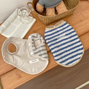 Leather Label Striped Velvet Vest Pet Clothes Puppy Cat Vest Autumn and Winter New Teddy Bichon Small Dog