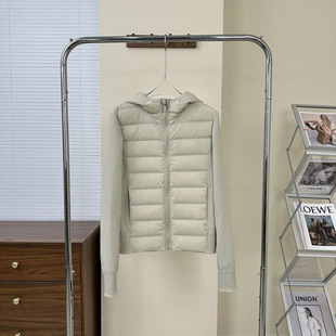 LULU same style downd and around light and thin 90 stitching down jacket adhesive outdoor hooded short jacket