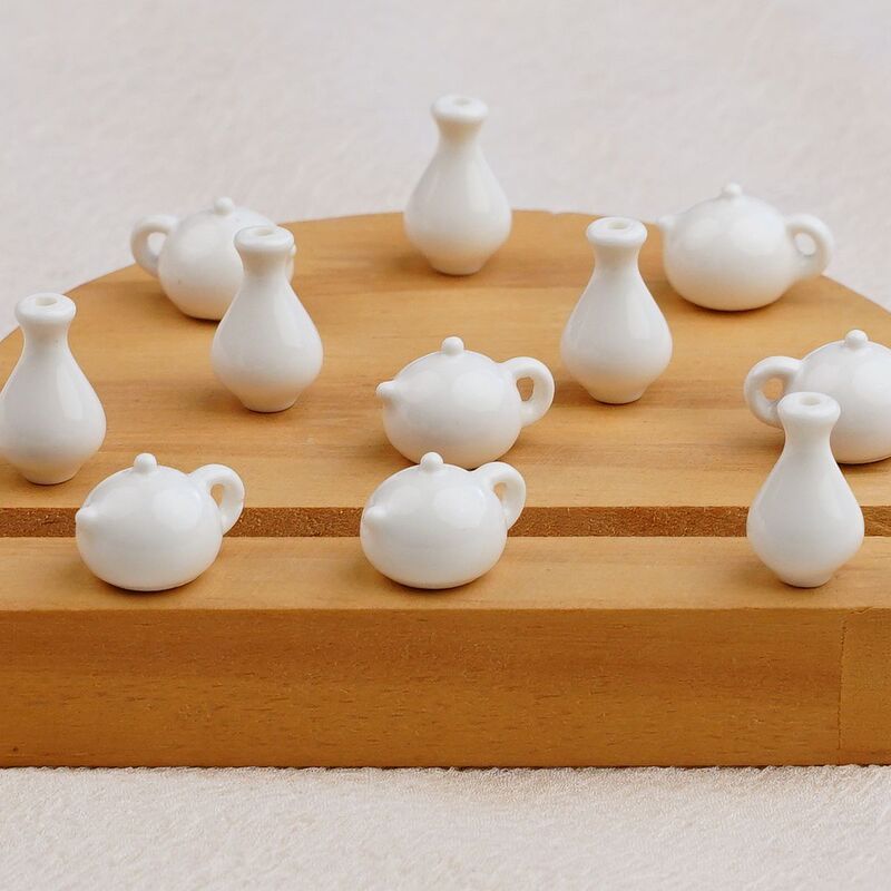 Jingdezhen Ceramic Loose Beads Mini Vase Teapot Fresh Elegant National Style Handmade DIY Jewelry Beading Accessories