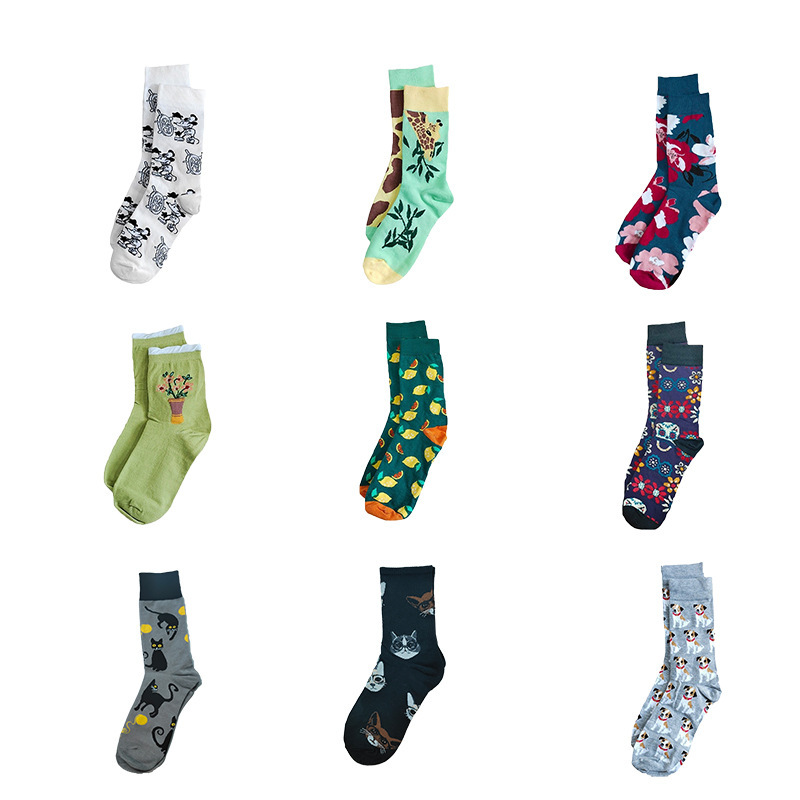Four Seasons New Products Temu European and American Cross-Border Socks Oil Painting Socks Mid-High Tube Men's and Women's Socks Street Fashion Socks Jiesheng Socks Socks