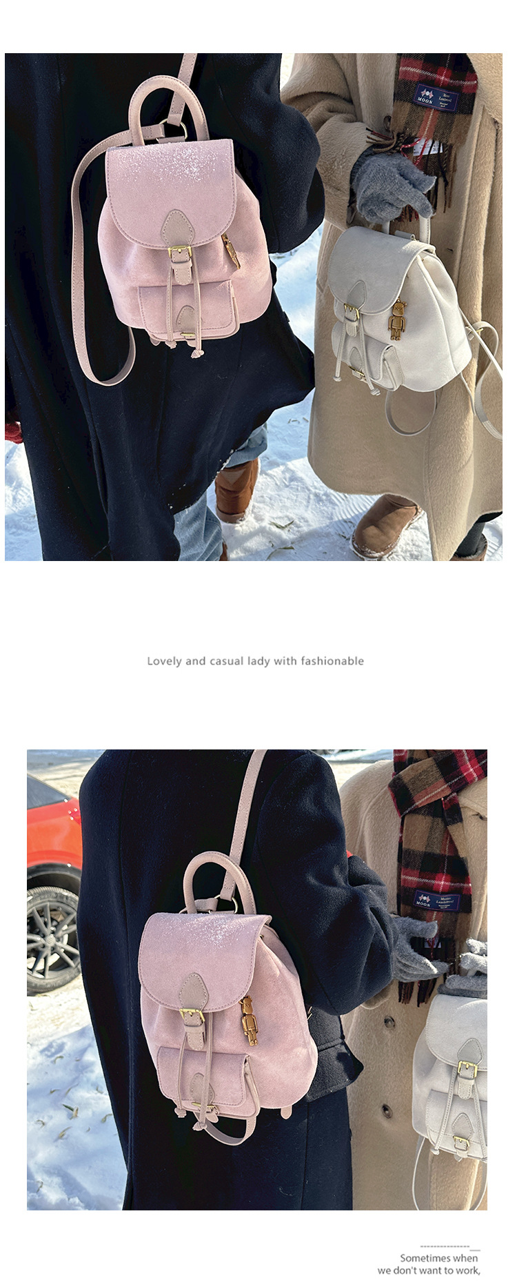 Women's Suede Backpack Versatile Casual Shoulder Bag For Women_voghion.com
