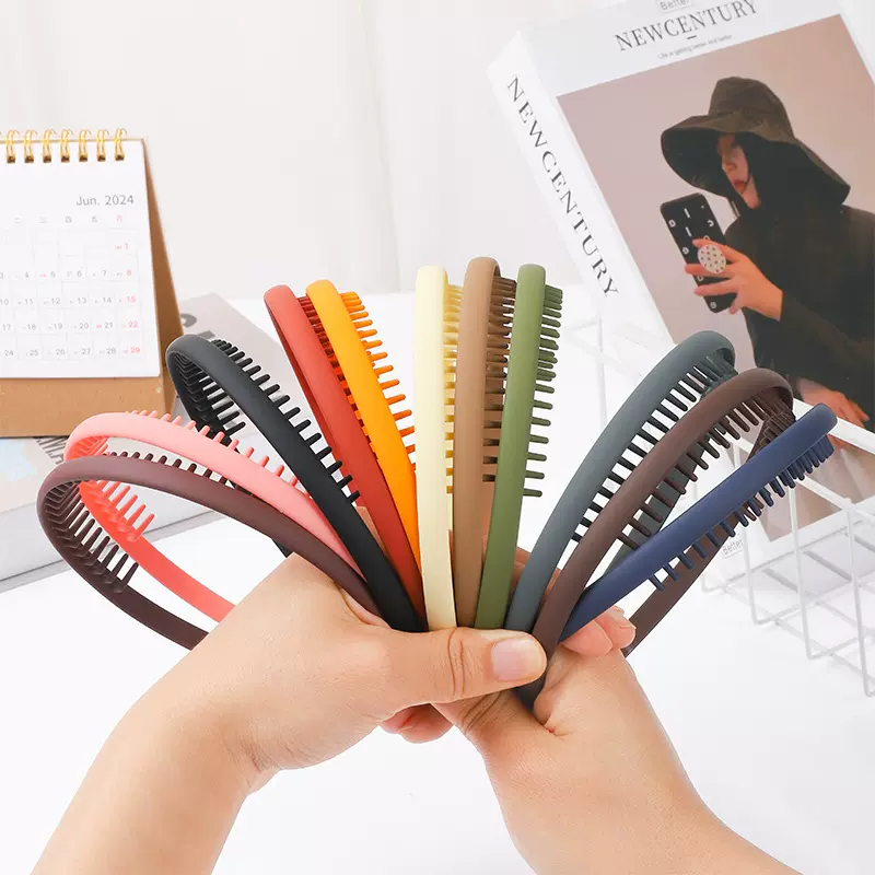 儿童带齿骨莫兰迪色磨砂发箍韩版编发头饰洗脸碎发刘海盘发头箍