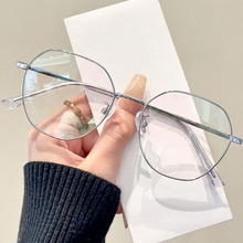 超轻金属银框近视眼镜女可配度数防蓝光大脸显瘦网上专业配镜眼镜